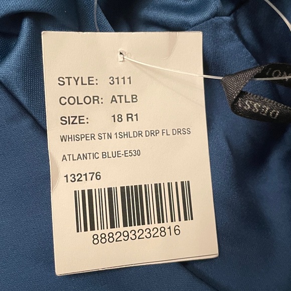 New Dessy Collection ONE SHOULDER DRAPED TWIST EMPIRE WAIST TRUMPET GOWN 18 R1 - Picture 6 of 6